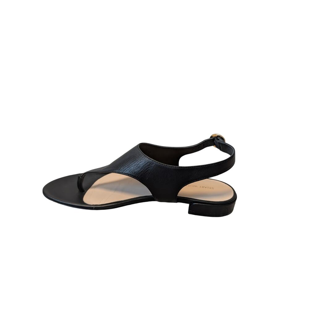 Stuart Weitzman Santorini Black leather, flat, Ankle strap,  Women's size 9.5